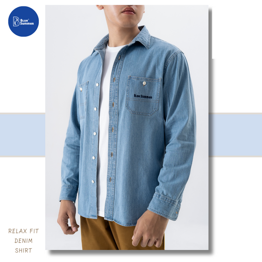 Relaxed Fit Washed Denim Shirt
